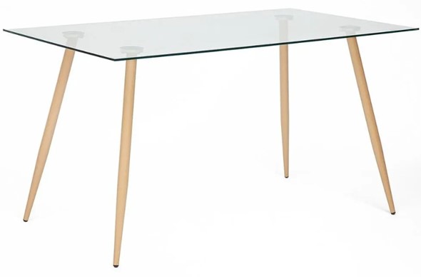 Обеденный стол SOPHIA (mod. 5003) металл/стекло (8мм), 140x80x75, бук/прозрачный арт.12098 в Когалыме - изображение
