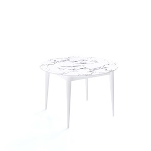Круглый кухонный стол Kenner W1200 (Белый/Мрамор белый) в Нижневартовске