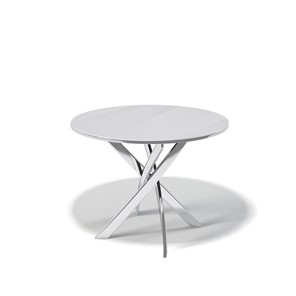 Обеденный круглый стол Kenner R1000 (Хром/Стекло белое глянец) в Сургуте