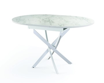 Кухонный стол 55.04 Адажио, мрамор белый/белый/металл белый в Лангепасе - предосмотр 1