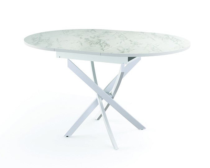 Кухонный стол 55.04 Адажио, мрамор белый/белый/металл белый в Лангепасе - изображение 1
