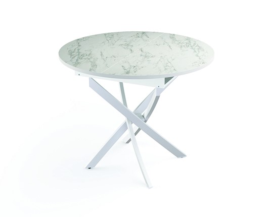 Кухонный стол 55.04 Адажио, мрамор белый/белый/металл белый в Лангепасе - изображение