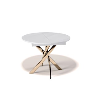 Круглый стол на кухню Kenner R1100 (Золото/Белое/Стекло белое глянец) в Лангепасе