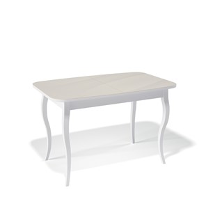 Кухонный стол раздвижной Kenner 1200C (Белый/Стекло крем сатин) в Радужном