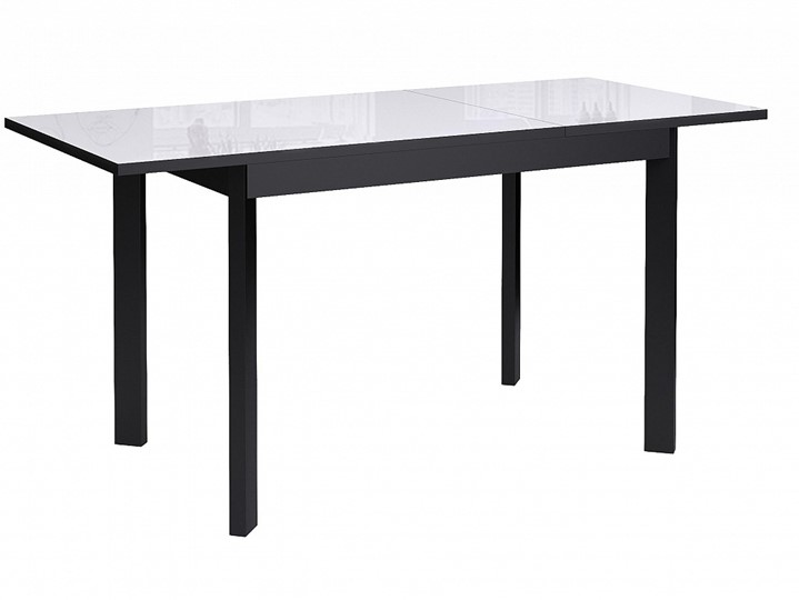 Кухонный стол раздвижной Dikline Ls110, стекло белое/ножки черные в Когалыме - изображение 1