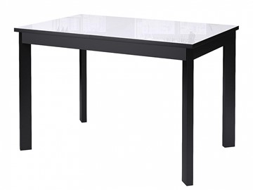 Кухонный стол раздвижной Dikline Ls110, стекло белое/ножки черные в Нижневартовске