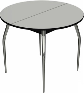 Обеденный раздвижной стол Ривьера исп. круг хром №5 (стекло белое/черный) в Сургуте