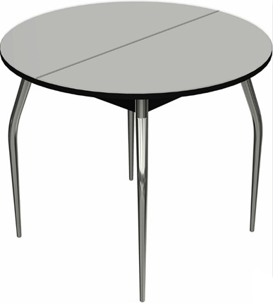 Обеденный раздвижной стол Ривьера исп. круг хром №5 (стекло белое/черный) в Пыть-Яхе - изображение