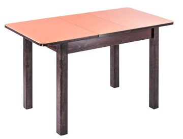 Кухонный стол раскладной Айсберг-01 СТ1, венге ЛДСП/стекло оранжевое/42 прямые массив венге в Лангепасе
