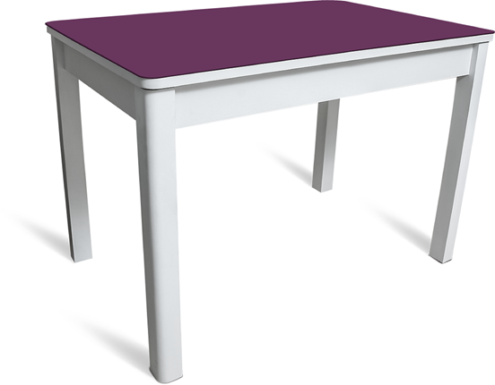 Кухонный стол раскладной Айсберг-02 СТ2, белое ЛДСП/фиолетовое стекло/40 массив белый в Урае - изображение
