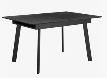 Стеклянный обеденный стол раздвижной  DikLine SFH125 стекло Оптивайт Черный мрамор/подстолье черное в Югорске