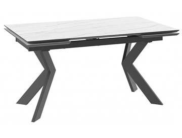 Стол обеденный раскладной раздвижной DikLine ALK150, керамопласт 150(40+40)x90, МРАМОР СВЕТЛЫЙ МОДЕРН/ЧЕРНЫЙ, (2 уп.) в Лангепасе