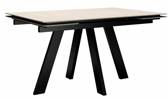 Стол обеденный раздвижной DikLine DM140 Хромикс белый/опоры черные в Нижневартовске - изображение