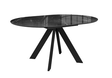 Стол на кухню раздвижной DikLine SFC110 d1100 стекло Оптивайт Черный мрамор/подстолье черное/опоры черные в Лангепасе - предосмотр 10