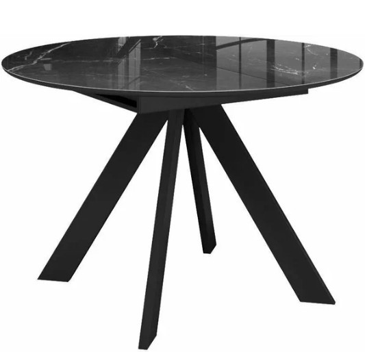 Стол на кухню раздвижной DikLine SFC110 d1100 стекло Оптивайт Черный мрамор/подстолье черное/опоры черные в Лангепасе - изображение 11