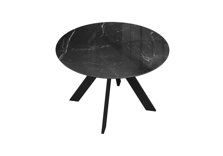 Стол на кухню раздвижной DikLine SFC110 d1100 стекло Оптивайт Черный мрамор/подстолье черное/опоры черные в Нижневартовске - изображение 2