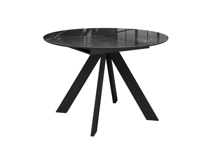 Стол на кухню раздвижной DikLine SFC110 d1100 стекло Оптивайт Черный мрамор/подстолье черное/опоры черные в Советском - изображение 3