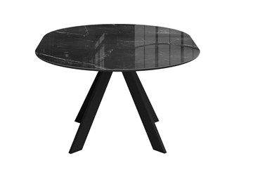 Стол на кухню раздвижной DikLine SFC110 d1100 стекло Оптивайт Черный мрамор/подстолье черное/опоры черные в Лангепасе