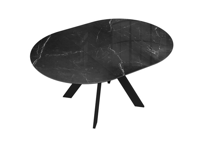 Стол на кухню раздвижной DikLine SFC110 d1100 стекло Оптивайт Черный мрамор/подстолье черное/опоры черные в Лангепасе - изображение 4