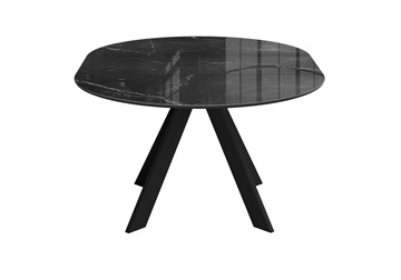 Стол на кухню раздвижной DikLine SFC110 d1100 стекло Оптивайт Черный мрамор/подстолье черное/опоры черные в Советском - предосмотр 5