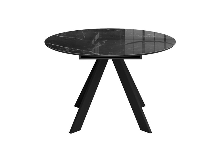 Стол на кухню раздвижной DikLine SFC110 d1100 стекло Оптивайт Черный мрамор/подстолье черное/опоры черные в Советском - изображение 6