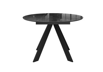 Стол на кухню раздвижной DikLine SFC110 d1100 стекло Оптивайт Черный мрамор/подстолье черное/опоры черные в Лангепасе - предосмотр 7