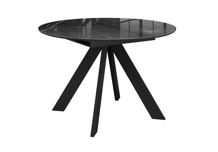 Стол на кухню раздвижной DikLine SFC110 d1100 стекло Оптивайт Черный мрамор/подстолье черное/опоры черные в Советском - изображение 8