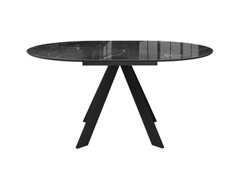 Стол на кухню раздвижной DikLine SFC110 d1100 стекло Оптивайт Черный мрамор/подстолье черное/опоры черные в Лангепасе - предосмотр 9