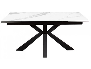 Стол на кухню раздвижной DikLine SFE140 Керамика Белый мрамор/подстолье черное/опоры черные (2 уп.) в Лангепасе - предосмотр 1