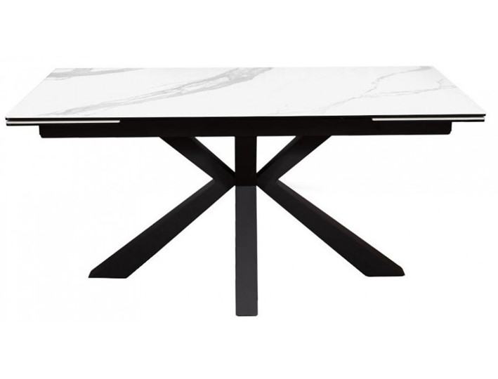 Стол на кухню раздвижной DikLine SFE140 Керамика Белый мрамор/подстолье черное/опоры черные (2 уп.) в Ханты-Мансийске - изображение 1