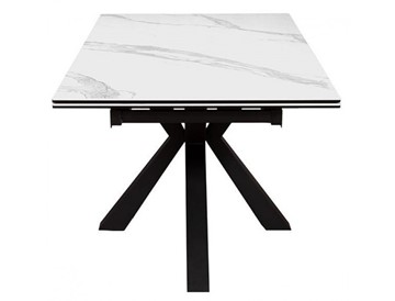 Стол на кухню раздвижной DikLine SFE140 Керамика Белый мрамор/подстолье черное/опоры черные (2 уп.) в Лангепасе - предосмотр 2