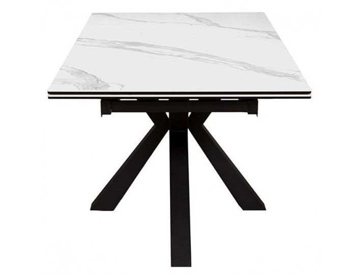 Стол на кухню раздвижной DikLine SFE140 Керамика Белый мрамор/подстолье черное/опоры черные (2 уп.) в Ханты-Мансийске - изображение 2