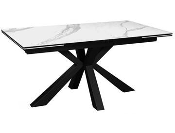 Стол на кухню раздвижной DikLine SFE140 Керамика Белый мрамор/подстолье черное/опоры черные (2 уп.) в Лангепасе - предосмотр 5