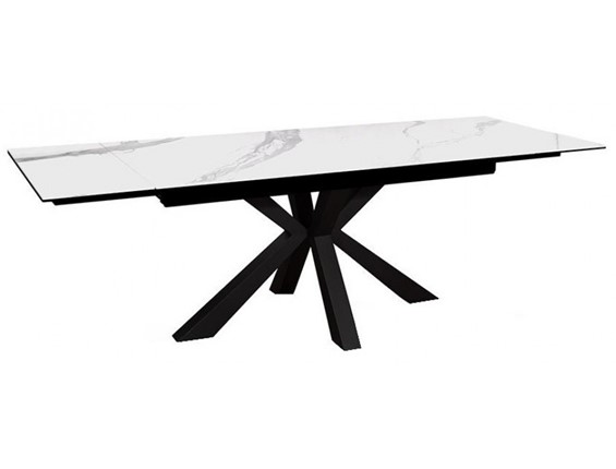 Стол на кухню раздвижной DikLine SFE140 Керамика Белый мрамор/подстолье черное/опоры черные (2 уп.) в Лангепасе - изображение