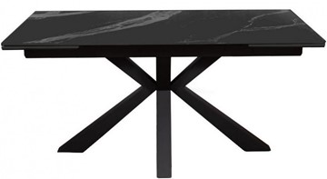 Стол на кухню раздвижной DikLine SFE140 Керамика Черный мрамор/подстолье черное/опоры черные (2 уп.) в Лангепасе - предосмотр 1