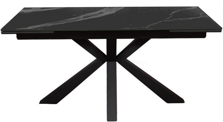 Стол на кухню раздвижной DikLine SFE140 Керамика Черный мрамор/подстолье черное/опоры черные (2 уп.) в Ханты-Мансийске - изображение 1