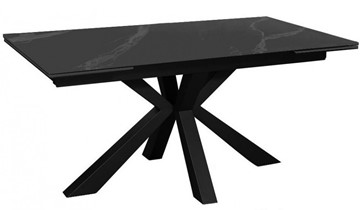 Стол кухонный раскладной раздвижной DikLine SFE140 Керамика Черный мрамор/подстолье черное/опоры черные (2 уп.) в Сургуте