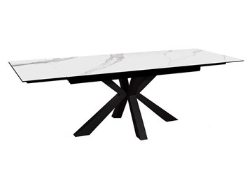 Стол на кухню раздвижной DikLine SFE160 Керамика Белый мрамор/подстолье черное/опоры черные (2 уп.) в Лангепасе - предосмотр 2