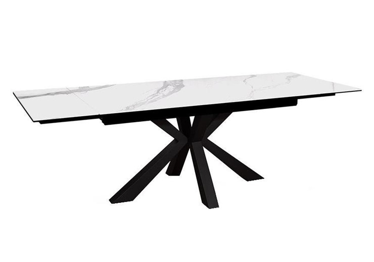 Стол на кухню раздвижной DikLine SFE160 Керамика Белый мрамор/подстолье черное/опоры черные (2 уп.) в Лангепасе - изображение 2