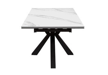 Стол на кухню раздвижной DikLine SFE160 Керамика Белый мрамор/подстолье черное/опоры черные (2 уп.) в Югорске - предосмотр 3