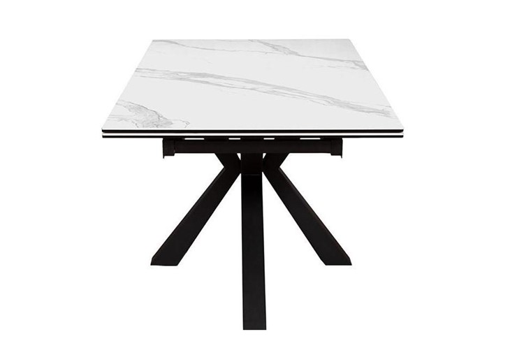 Стол на кухню раздвижной DikLine SFE160 Керамика Белый мрамор/подстолье черное/опоры черные (2 уп.) в Ханты-Мансийске - изображение 3