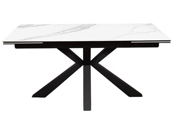 Стол на кухню раздвижной DikLine SFE160 Керамика Белый мрамор/подстолье черное/опоры черные (2 уп.) в Ханты-Мансийске - изображение