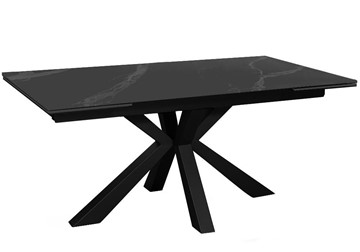 Стол на кухню раздвижной DikLine SFE160 Керамика Черный мрамор/подстолье черное/опоры черные (2 уп.) в Югорске - предосмотр 1