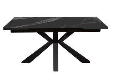 Керамический кухонный стол раздвижной DikLine SFE160 Керамика Черный мрамор/подстолье черное/опоры черные (2 уп.) в Нижневартовске