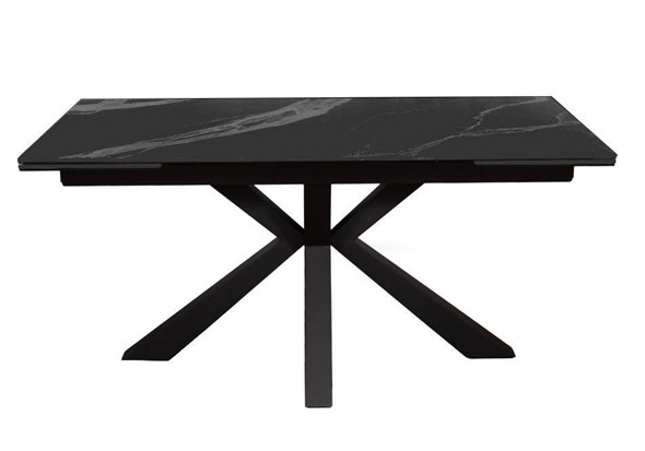 Стол на кухню раздвижной DikLine SFE160 Керамика Черный мрамор/подстолье черное/опоры черные (2 уп.) в Югорске - изображение
