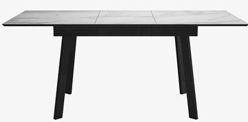 Стол раздвижной DikLine SFH125 стекло Оптивайт Белый мрамор/подстолье черное в Лангепасе - предосмотр 4