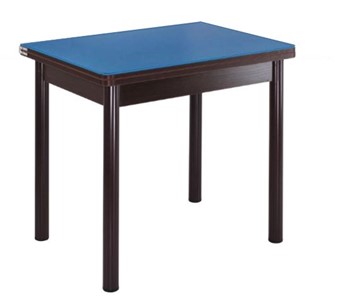 Кухонный пристенный стол СПА-01 СТ2, венге ЛДСП/стекло синие/38 прямые трубки крашеные коричневый в Радужном
