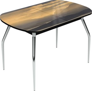 Раздвижной стол Ривьера исп.2 хром №5 (Exclusive h184/черный) в Сургуте