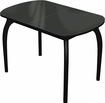Кухонный раскладной стол Ривьера исп.1 дерево №1 (стекло черное/черный) в Нижневартовске - изображение