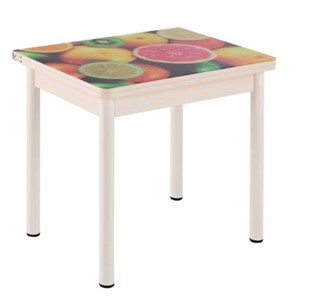 Кухонный пристенный стол СПА-02 СТФ, дуб молочный ЛДСП/стекло фрукты/36 прямые трубки крашеные белые в Лангепасе - предосмотр